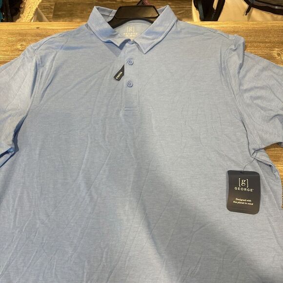George Men's & Big Men's Blue Polo with Short Sleeves, Size 2XL. NWT. - Picture 4 of 8